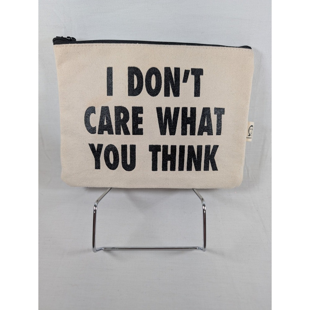 Pamela Barsky Beige Black Canvas Pouch Zipper
